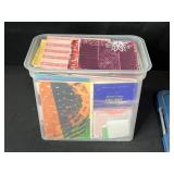 Large Collection of Designer and Specialty Paper Sample Books in Storage Bin