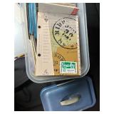 Large Collection of Designer and Specialty Paper Sample Books in Storage Bin