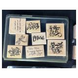 Collection of Wood Mounted Rubber Stamps for Crafting and Card Making
