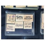 Collection of Wood Mounted Rubber Stamps for Crafting and Card Making
