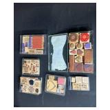 Collection of Wood Rubber Stamps for Crafting and Scrapbooking