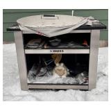 O - Breeo Outdoor Patio Set with 4 Adirondack Chairs, Fire Pit and Wood Storage Table