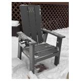 O - Breeo Outdoor Patio Set with 4 Adirondack Chairs, Fire Pit and Wood Storage Table