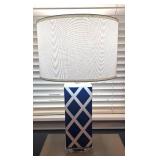 U - Pair of Safavieh Table Lamps with Blue and White Lattice Design