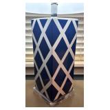 U - Pair of Safavieh Table Lamps with Blue and White Lattice Design