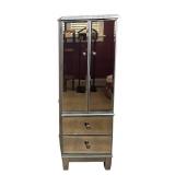 U - Mirrored Jewelry Cabinet with Drawers and Lift-Top Mirror