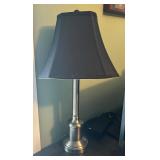 U - Brushed Nickel Table Lamp with Black Shade