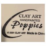 LL  - Clay Art Hand Painted Poppies Serving Set