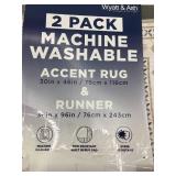 Wyatt & Ash 2 Pack Machine Washable Accent Rugs
