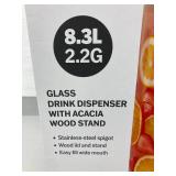 Studio Drinkware Glass Drink Dispenser with Acacia Wood Stand