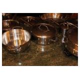 Large Assorted Stainless Steel and Enamel Cookware Set with Roasters, Pots, Pans, and Steamers