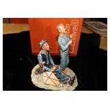 Norman Rockwell Figurine Spring Soaring Spirits of Two Boys Flying a Kite with Dog