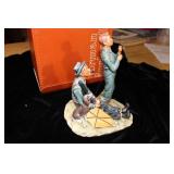 Norman Rockwell Figurine Spring Soaring Spirits of Two Boys Flying a Kite with Dog