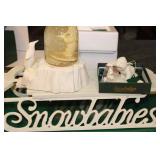 Department 56 Snowbabies Figurine Collection with Display Sled and Lamp