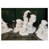 Lot of Department 56 Snowbabies Figurines with Candlelight Trees and Boxes