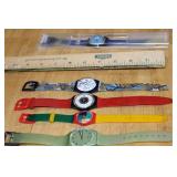 Collection of 5 Swatch Watches Including Space Dreams and Club Watch 99