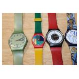 Collection of 5 Swatch Watches Including Space Dreams and Club Watch 99