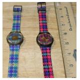 Set of 2 Swatch Watches GB147 and GM109 Plaid Pattern