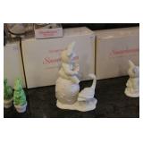 Large Lot of Snowbunnies Figurines with Accessories and Decor