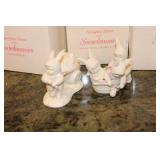 Springtime Stories Snowbunnies Figurine Collection with Boxes and Snow Globes