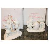 Springtime Stories Snowbunnies Figurine Collection with Boxes and Snow Globes