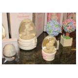 Springtime Stories Snowbunnies Figurine Collection with Boxes and Snow Globes