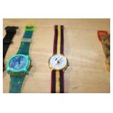 Swatch World Party G7407, Swatch, and Bradley Mickey Mouse Watches with Extra Straps