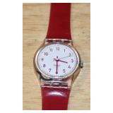 Swatch LP117 Smoked Pink Wristwatch with Red Strap