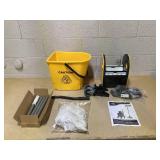 HOMCOM Mop Bucket with Wringer on Wheels for Floor Cleaning, 27.5 Quart Down Press Wringer with Handle and Mop, Yellow