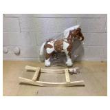 Qaba Toddler Rocking Horse, Kids Plush Rocking Chair Toy with Nursery Rhyme Music Brown