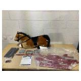 Qaba Durable Kids Plush Spring Rocking Horse, Ride On Rocking Horse with Realistic Sounds, Brown