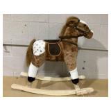 Qaba Kids Rocking Horse Plush Ride On Toy Toddler Rocker for Boys Girls Gifts with Realistic Sounds, Brown