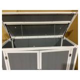 Outsunny Storage Shed with Front & Lift-Up Doors, Double-Layer Resin, Lockable Latch for Outdoor, Gray (Used, Missing: 1 Nut Hardware)