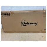 Outsunny Potting Bench Table, Outdoor Garden Table Wooden Work Station with Removable Sink, Faucet, Drawer, Shelves, Hooks, Dark Brown (Missing: Part 6 In Manual)