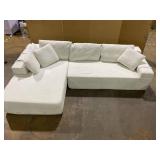 Modern Chenille Upholstered L-Shaped Sectional Sofa, 108 Inches Modular Couch Set W / 6 Pillows, Right Chaise, Free Combination, Beige-Living Room/Bedroom