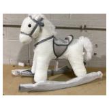 Qaba Kids Plush Ride-On Rocking Horse with Bear Toy, Children Chair with Soft Plush Toy & Fun Realistic Sounds, White