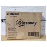 Outsunny Folding Outdoor Chaise Lounge Sun Tanning Chair with Face Cavity, Pillow, 5-level Adjustable for Beach, Pool, Light Blue