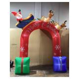 Outsunny 9ft Christmas Inflatables Outdoor Decorations Arch with Santa Claus Riding a Sled, Blow-Up LED Yard Christmas Decor for Garden, Lawn, Party