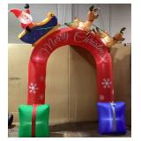 Outsunny 9ft Christmas Inflatables Outdoor Decorations Arch with Santa Claus Riding a Sled, Blow-Up LED Yard Christmas Decor for Garden, Lawn, Party