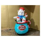 Outsunny 5ft Christmas Inflatables Outdoor Decorations Blessed Polar Bear and Penguins in the Cup, Blow-Up LED Yard Christmas Decor for Garden, Lawn, Party, Holiday