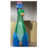 HomCom 11FT Long Christmas Inflatables Outdoor Decorations Dinosaur with Christmas Tree in Mouth Blow Up LED Yard Christmas Decor Waterproof (Used)
