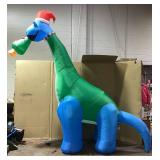 HomCom 11FT Long Christmas Inflatables Outdoor Decorations Dinosaur with Christmas Tree in Mouth Blow Up LED Yard Christmas Decor Waterproof (Used)