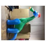 HomCom 11FT Long Christmas Inflatables Outdoor Decorations Dinosaur with Christmas Tree in Mouth Blow Up LED Yard Christmas Decor Waterproof (Used)