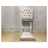 HOMCOM Counter Height Bar Stools Set of 2, 27" Seat Height Upholstered Barstools, Farmhouse Kitchen Island Stools with Nailhead-Trim, Tufted Back and Wooden Legs, Beige (Missing: 2 Legs)