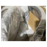 COSTWAY Bar Stool Set of 2, 360° Swivel Barstool with Upholstered Back & Seat, Solid Rubber Wood Legs & Footrest, Farmhouse Counter Height Chair for Home, Bar, Cafe, Grey