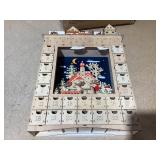 HOMCOM Christmas Advent Calendar, Wooden Countdown to Christmas Table Decoration with 24 Drawers, Lights, Battery Operated