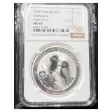 2013 AUSTRALIAN KOOKABURRA 1 TROY OZ .999 FINE SILVER NGC MS69
