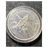 2 TROY OZ .999 FINE SILVER PHEASANT WILDLIFE SERIES IN AIRTITE