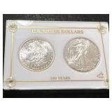 1904-O US MORGAN SILVER DOLLAR WITH 2004 SILVER EAGLE