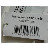 2 Pack King Firm White Duck Feather & Down Bed Pillow BOKSER HOME